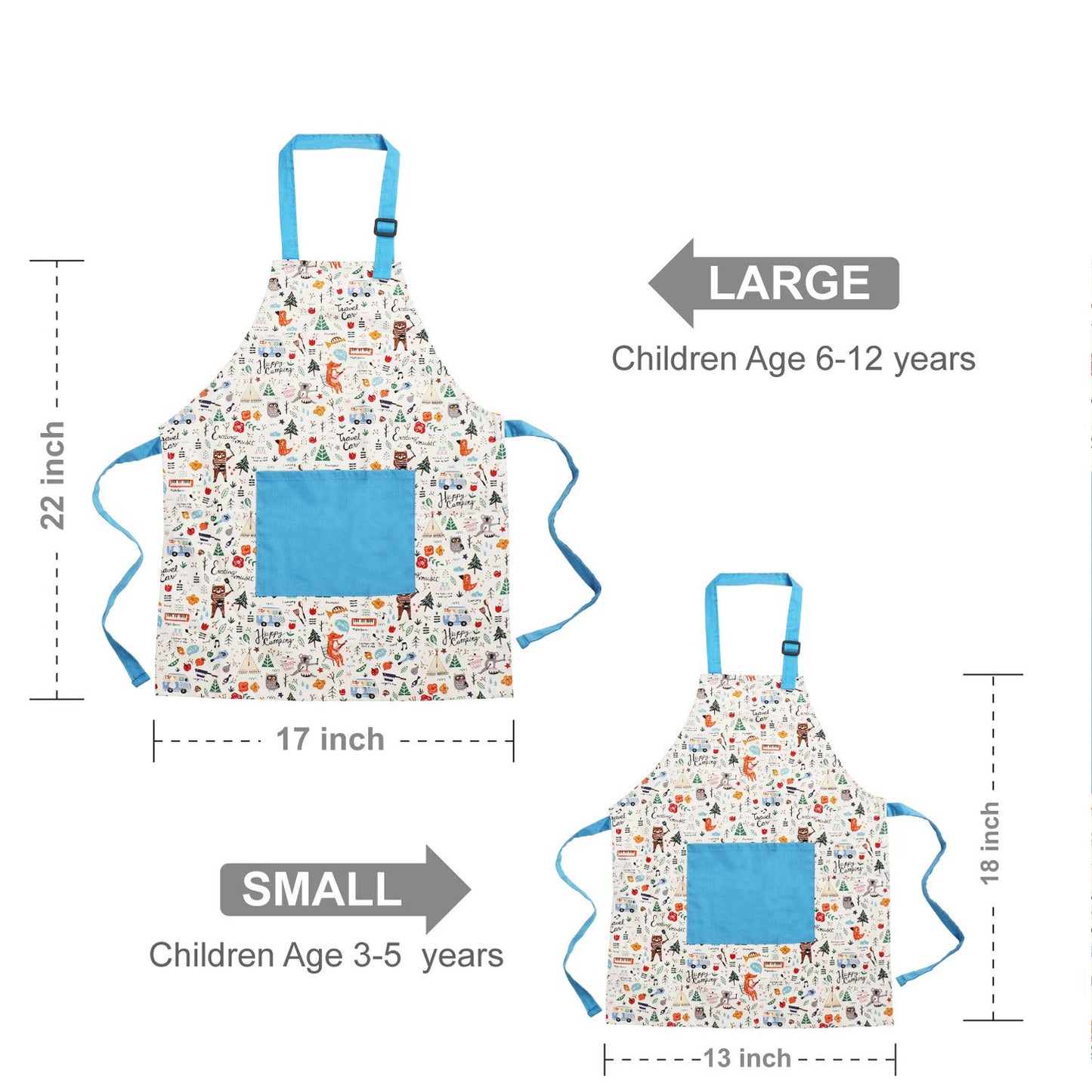 Kids Apron and Chef Hat Set, Cute Children Baking Aprons with Adjustable Neck Strap and Pockets for Girls Boys Cooking Baking Pa