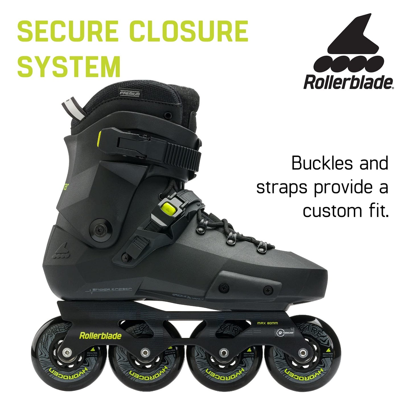 Rollercutting edge Twister XT Men's mature-themed Fitness Inline Skate Black/Lime Urban Performance Inline Skates