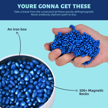 Magnetic Ferrite Putty Rocks,Blue More Than 300 Weak Magnetic Smooth Ferrite Pebbles, Magnet Rock Desk Toys And Time-Killer For
