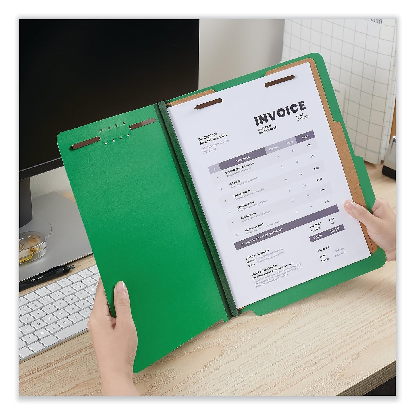 Universal 10302 Pressboard Classification Folders, Letter, Six-Section, Emerald Green, 10/Box (Unv10302)