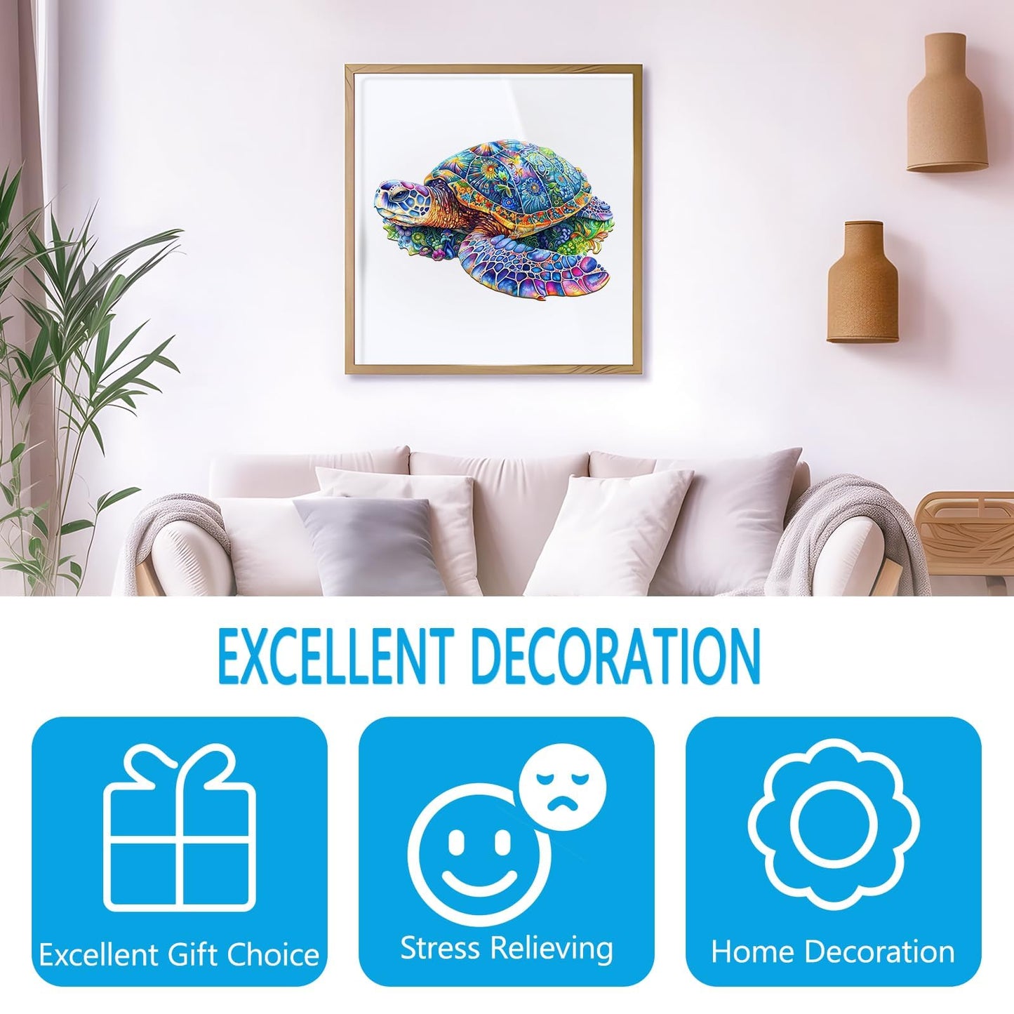 Wooden Puzzles For Adults - Fantasy Turtle Wooden Puzzle, Unique Shaped Wooden Jigsaw Puzzles For Adults, Wood Puzzles Adult, Pe