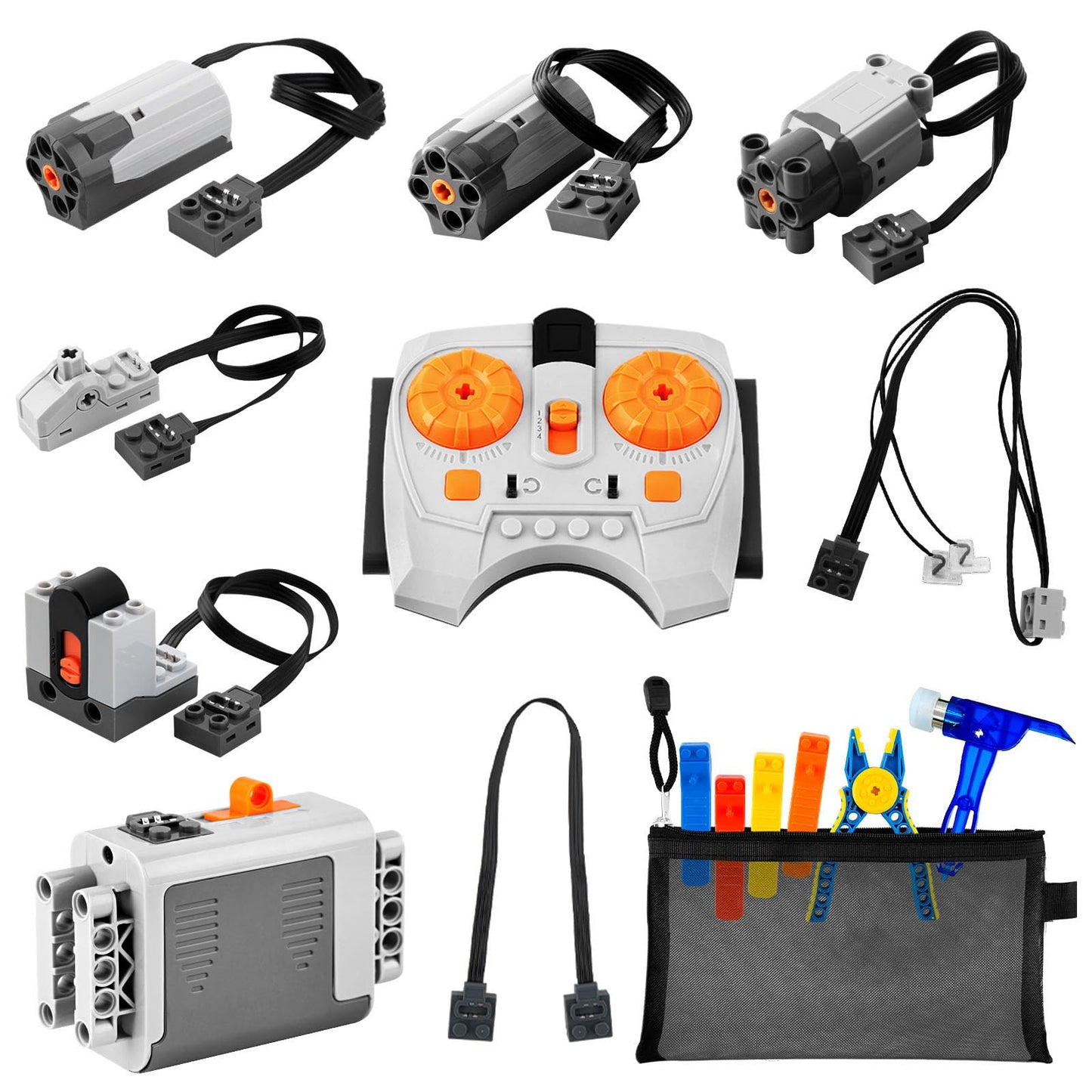 10-In-1 Motor Kit Compatible With Lego Technic, Diy Motorized Building Set, Power Function Motor Set With Building Block Tool Ki