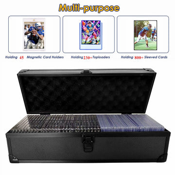 WUTONMU Toploaders Storage Box Hold 230+ 35PT 3x4 Standard Toploaders Hard Aluminum Alloy Top Loader Storage Case Trading Card Storage Box for Game/Sports Cards & One Touch