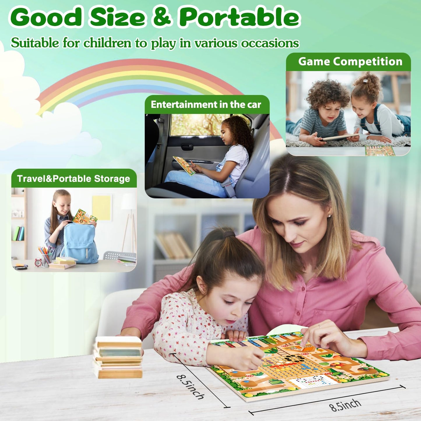 Montessori Magnetic Maze Board - Wooden Drawing Board with Magnetic Beads for 3+ Year Old Kids - Educational Learning Toys