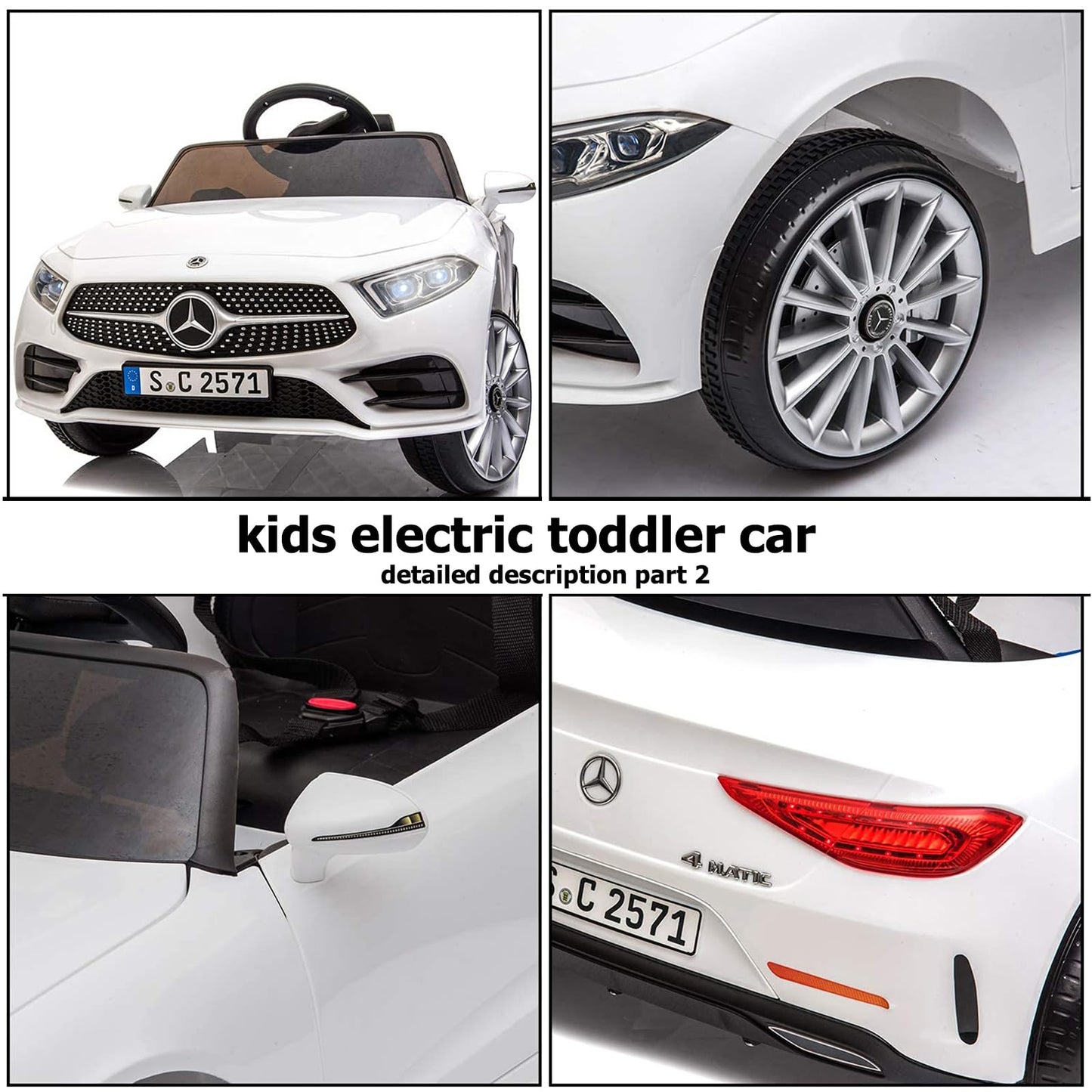 FXIONA Kids Electric Cars for Toddler Ride On with Parent Remote Control Vehicles for Girl and Boy Ride in 12V Battery Power 4 Wheels Mercedes Benz Big Toys Baby Toddler Car Music Light 3 Speed(White)