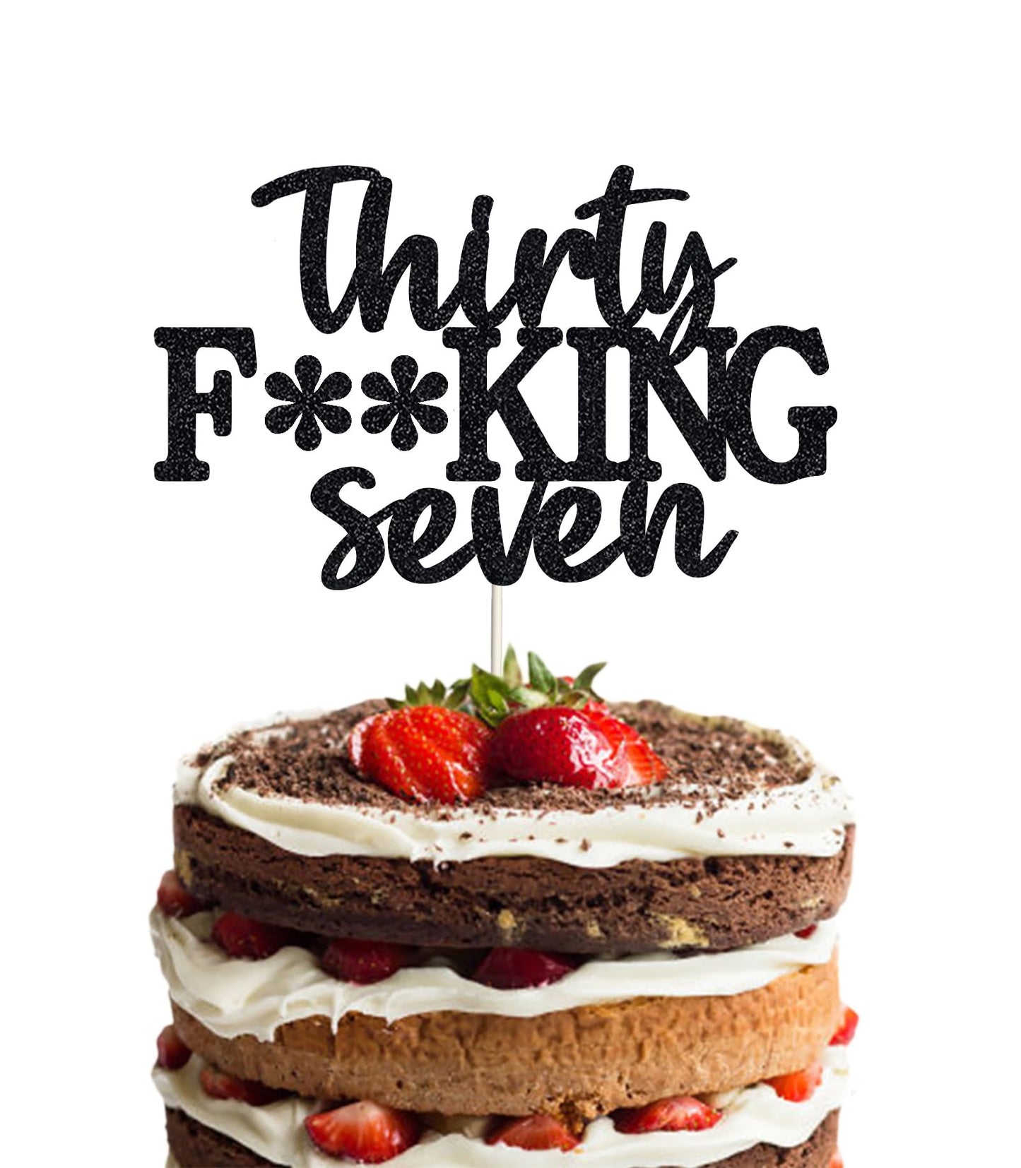 Happy 37th Birthday Cake Topper 37 Birthday Cake Toppers-Black Glitter, Funny 37th Cake Topper for Men,37 Cake Topper For Women, 37th birthday decorations,37th Birthday Cake Topper -Like New