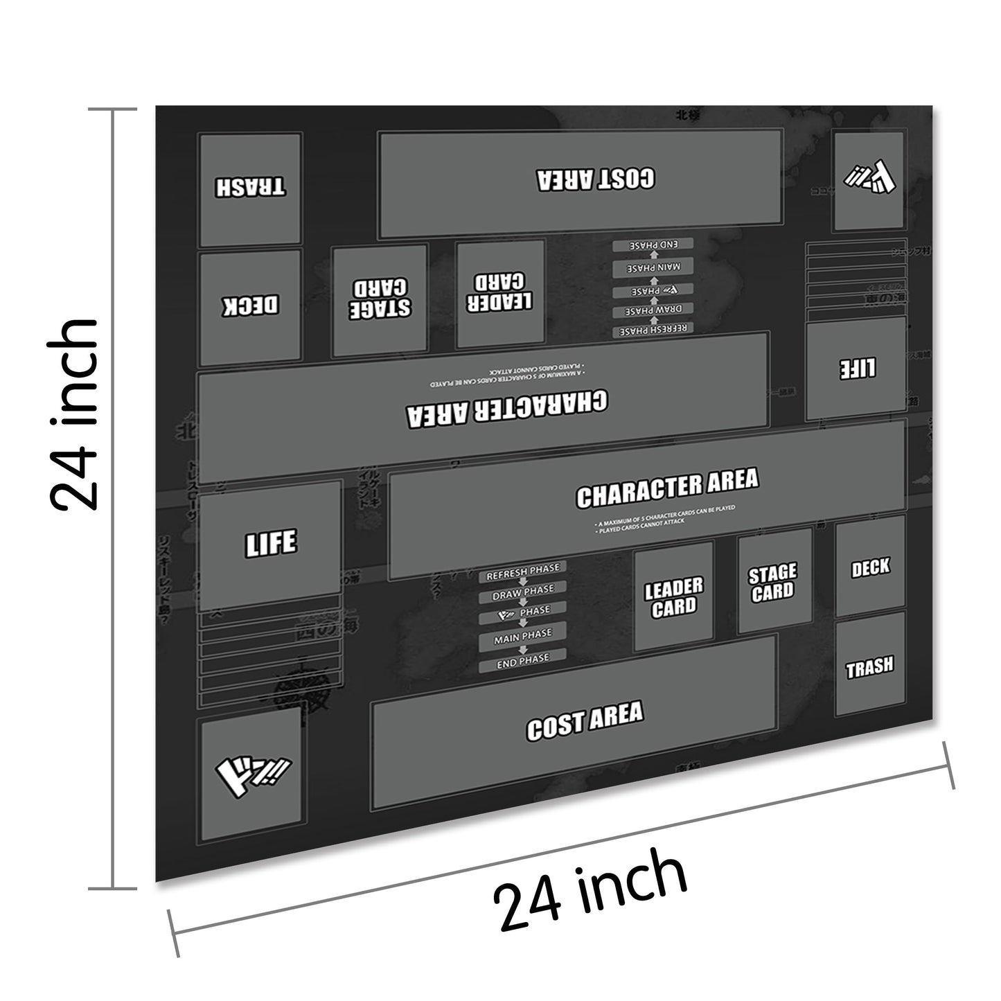 Extalas Playmat For One Piece Card Game For Two Players, 24X24 Inches, With 4-Pocket Card Binder Set And 400+ Card Capacity (Bla