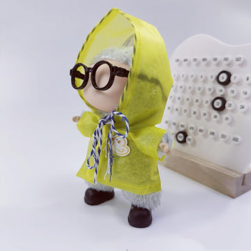 17cm Doll Clothes Set Stylish Yellow Raincoat Doll Outfits with Black Shoes Black Glasses (No Dolls)
