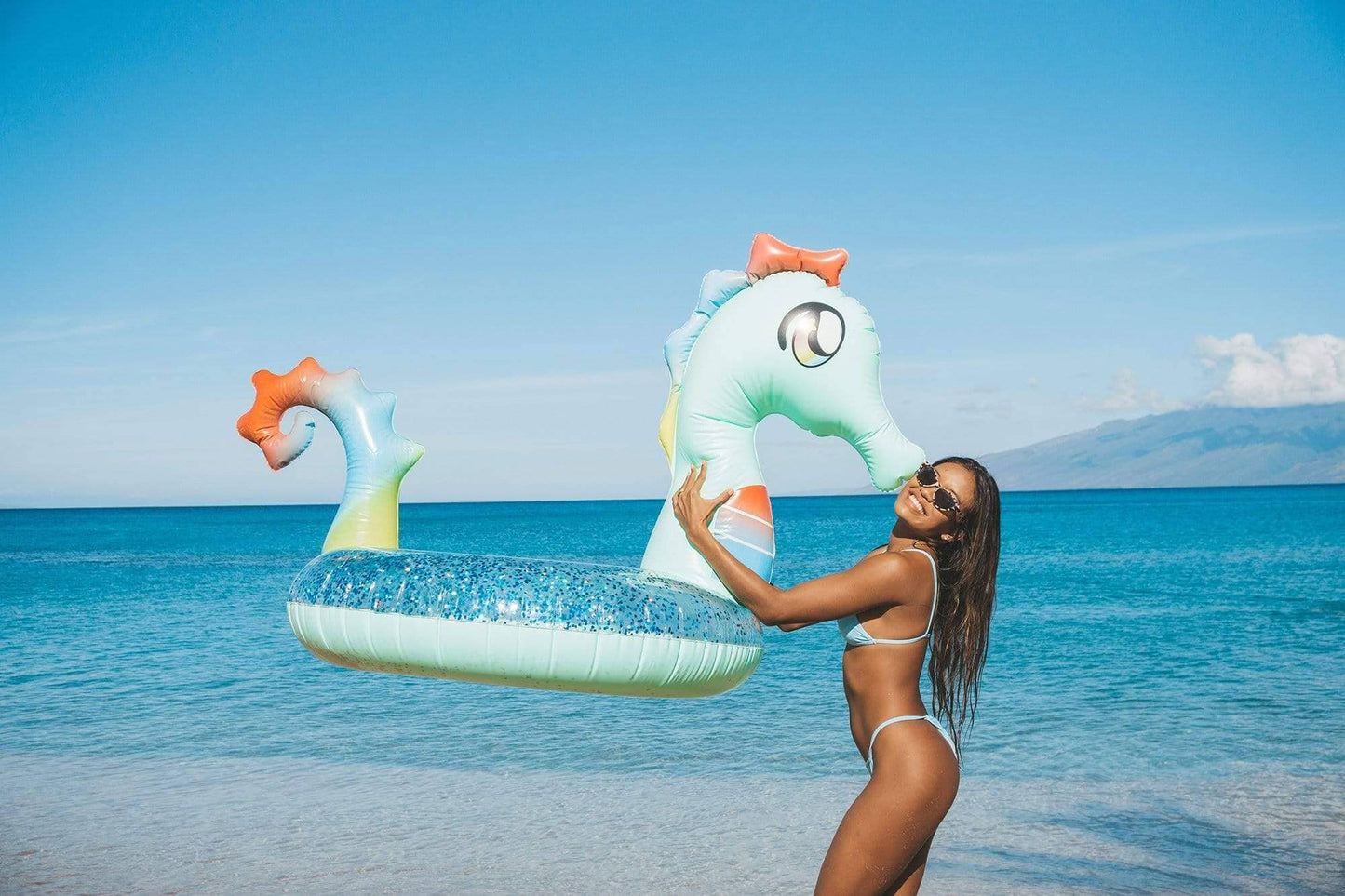Poolcandy Jumbo 48' Seahorse Pool Tube, Stylish, Ultra Durable, Easy-Inflate Pvc Pool Tube, Great For Pool, Beach, Lake, River, Perfect For Kids And Adults