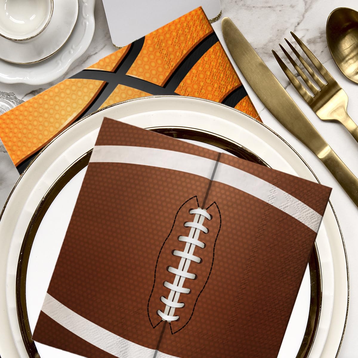 40Pcs Sports Themed Napkins-Sports Party Decorations All Star Basketball Football Baseball Soccer Disposable Paper Napkins For B