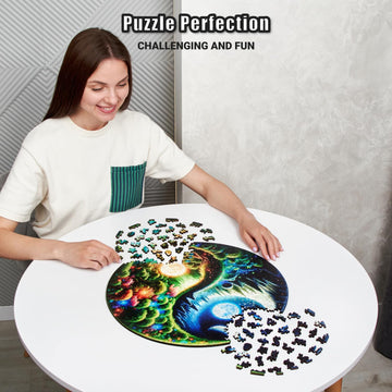 Leogor Large Wooden Puzzles For Adults 500 Piece – Colorful Mosaic Yin Yang Puzzle With Unique Laser Cut Animal-Shaped Wood Pieces – Challenging Jigsaw, Xl Size 18'' X 17.8''