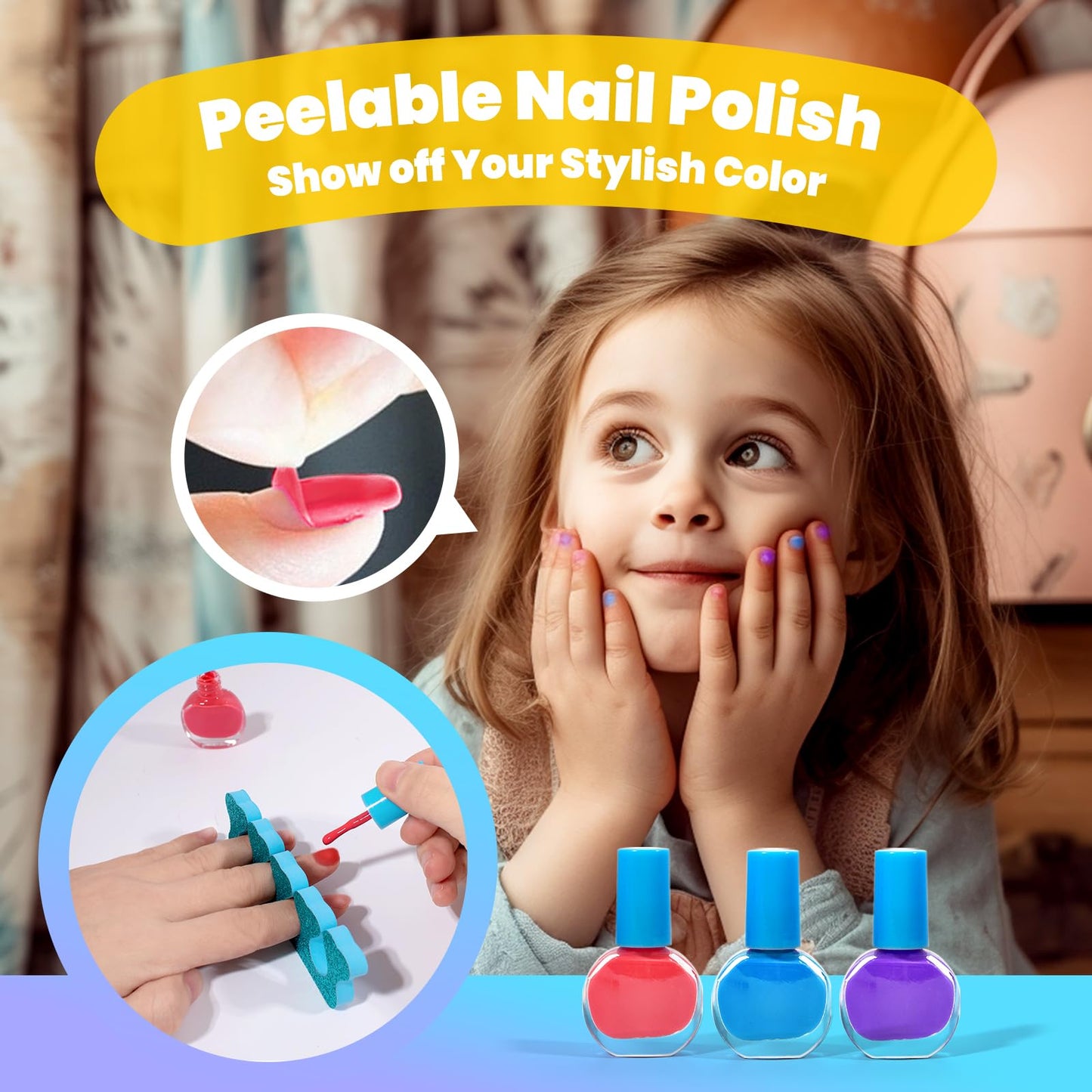ULOVEME Kids Real Makeup Kit for Little Girls - Real, Non Toxic, Washable Make Up Toy - Toys Gift for 3 4 5 6 7 8 9 10 12 Years