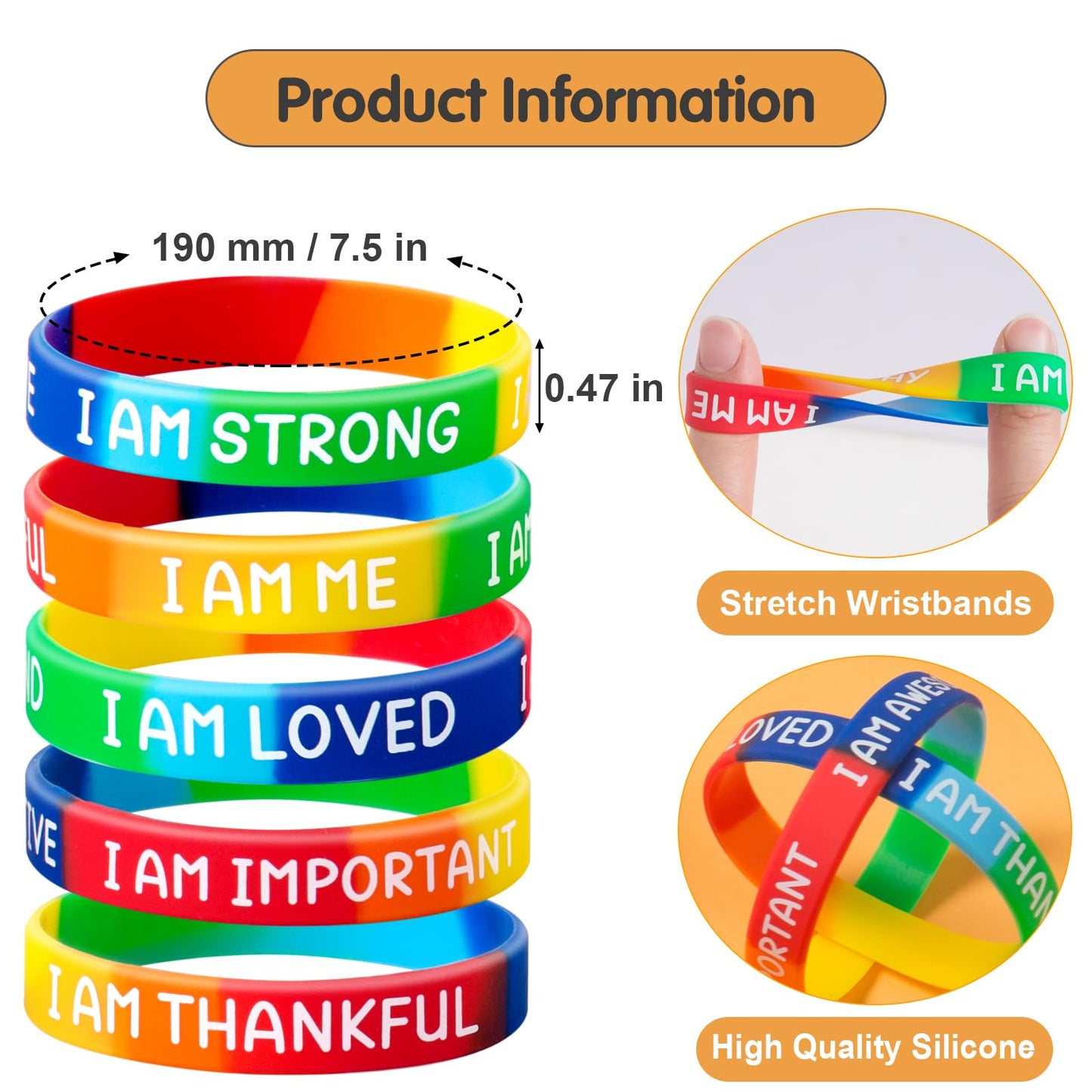 QEERBSIN Inspirational Silicone Wristbands Motivational Quotes Rubber Bracelets Back to School Gift Back To School Gift for Stud
