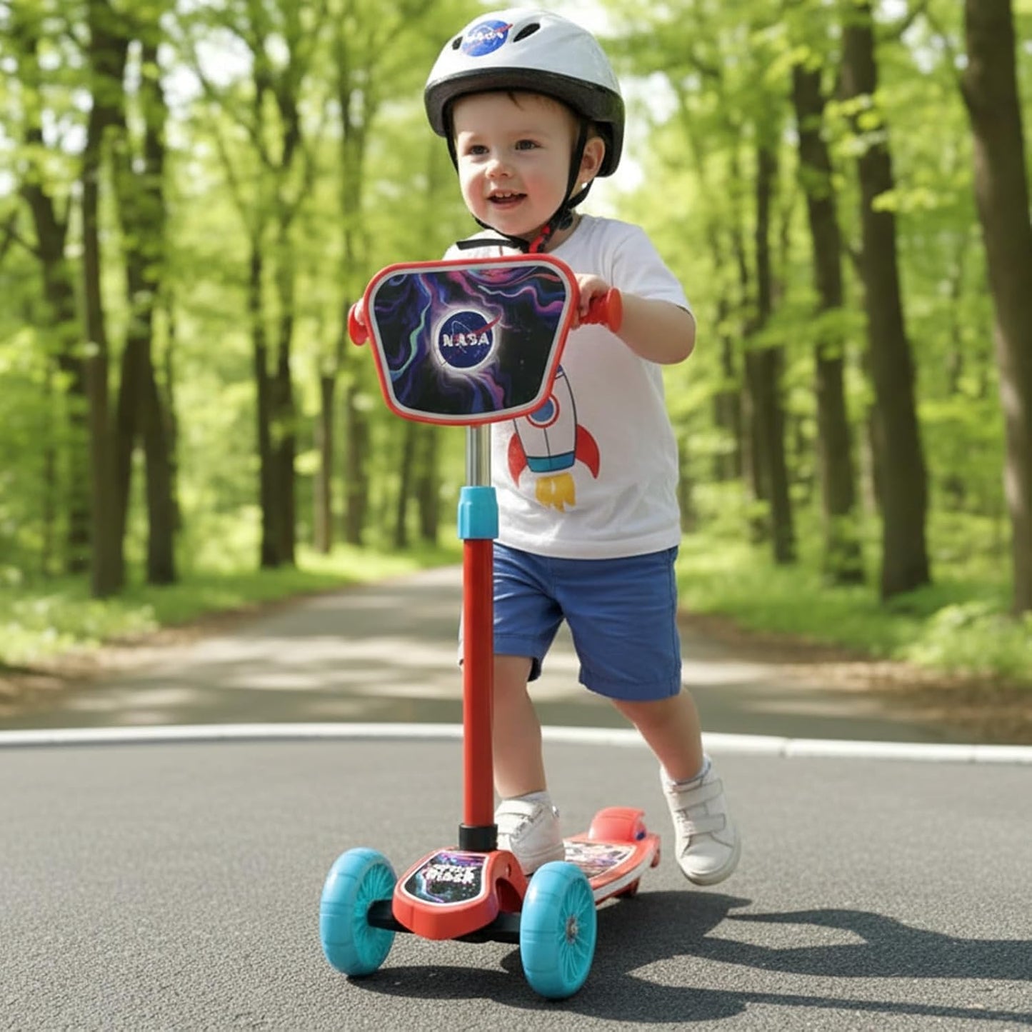 Staranddaisy X Nasa Kick Scooter For Kids 3+ Years, Foldable Skate Scooter For Children Girls & Boys With Multi-Level Height Adj