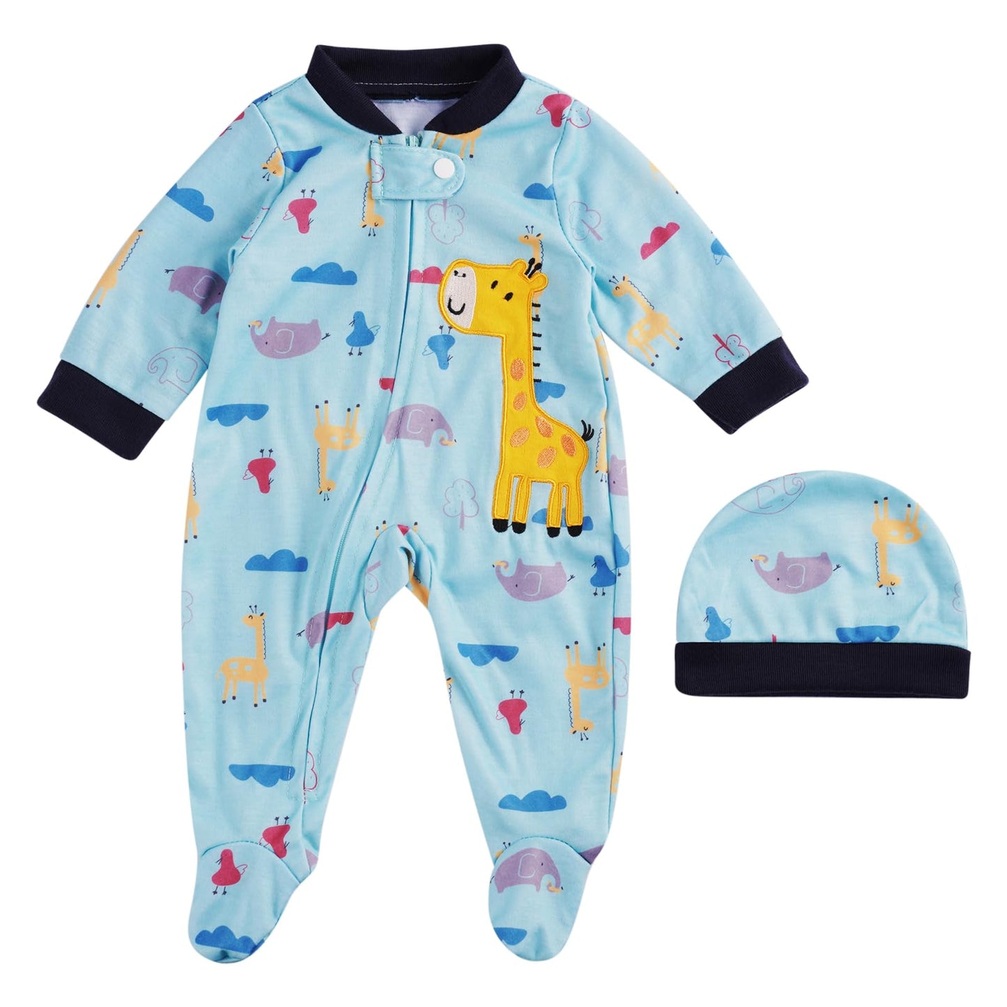 Babeside 2 Pcs Reborn Baby Doll Clothes With Hat For 17-22 Inch Dolls, Giraffe Baby Dolls Outfit Accessories Set Boys Baby Cloth