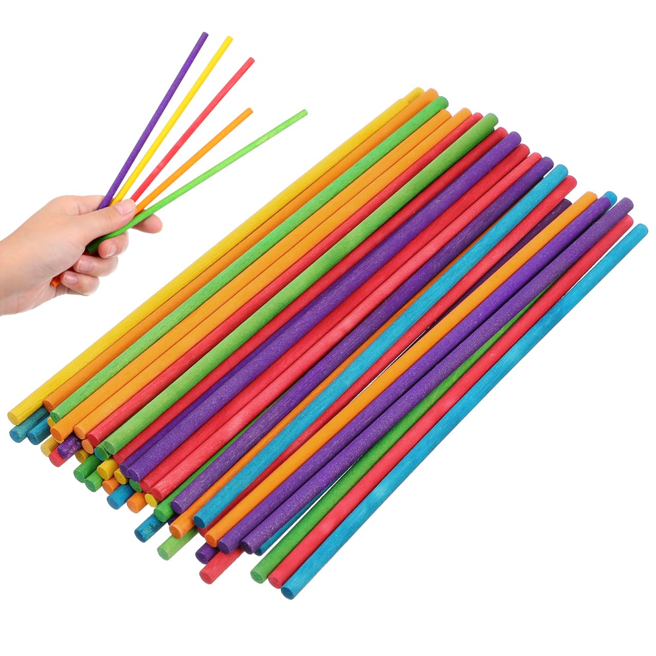 Popetpop Rhythm Sticks50Pcs Colorful 8 Inch Wooden Rhythm Sticks Classical Wood Lummi Sticks Claves Musical Percussion Instrume