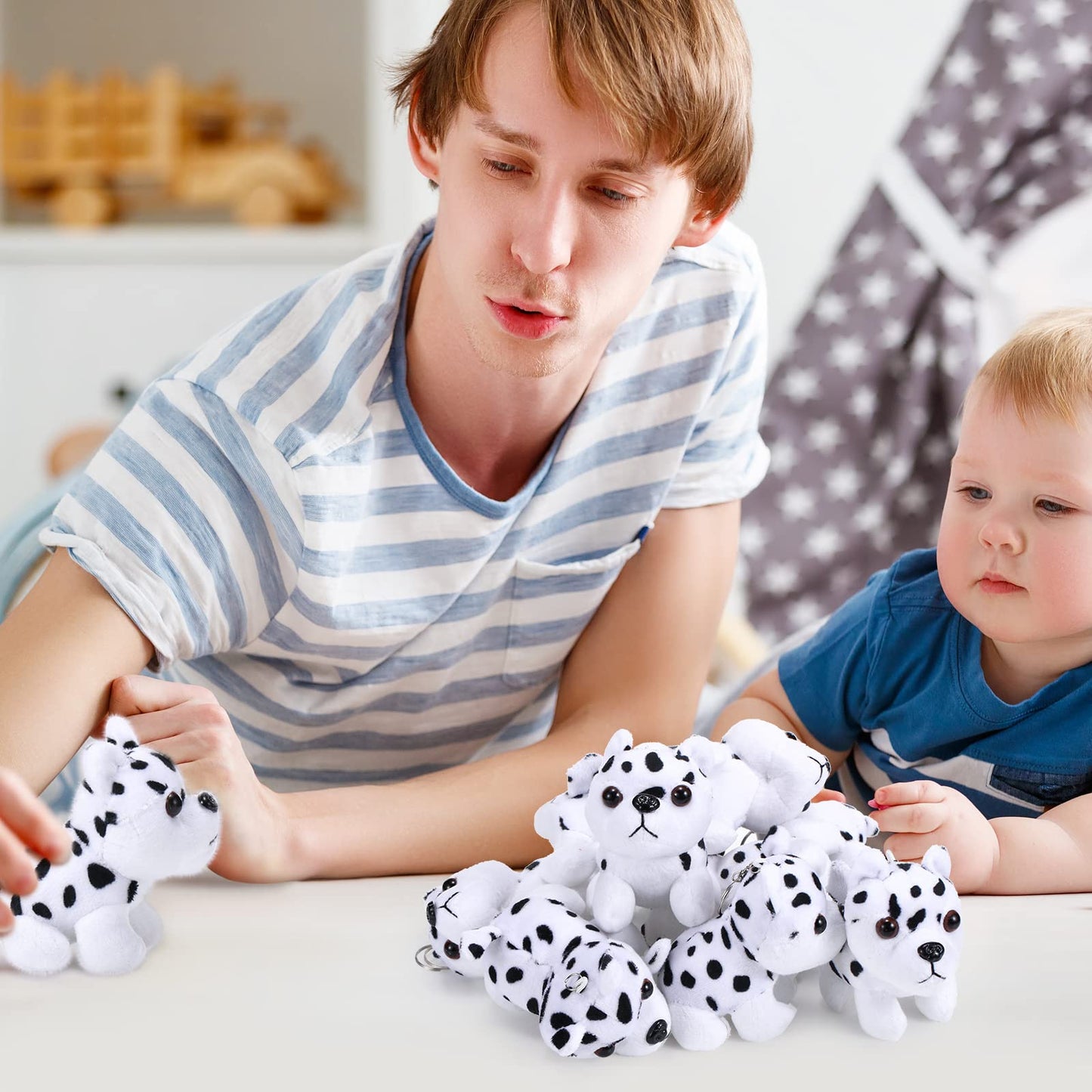 Sumind 9 Pcs Valentine Mini Plush Dog Stuffed Animals Bulk Dog Plush Party Favors Small Soft Plush Dog Toy For Easter Goodie Bag Fillers Baby Show Birthday(Dalmatian)