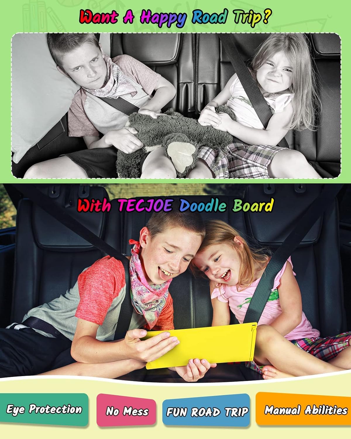 TECJOE 2 Pack LCD Writing Tablet, 8.5 Inch Colorful Doodle Board Drawing Tablet for Kids, Kids Travel Games Activity Learning To