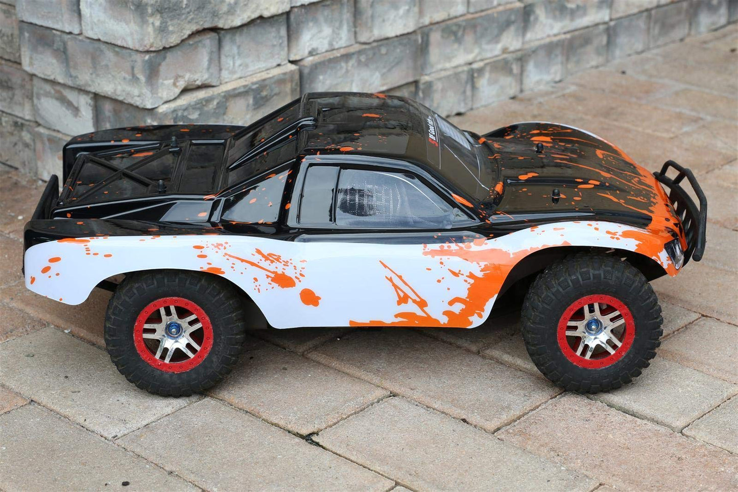SummitLink Compatible Custom Body Muddy Orange Over White/Black Replacement for 1/10 Scale RC Car or Truck (Truck not included)
