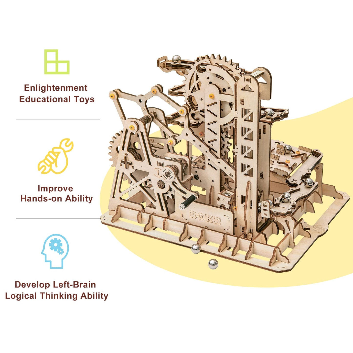 Rokr Marble Run 3D Wooden Puzzles Model Building Kits For Adults - Educational Project Brain Teaser, Diy Crafts For Adults & Kid