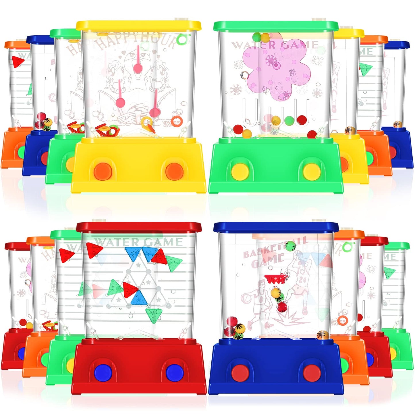 16Pcs Handheld Water Game Arcade Water Ring Toss Water Tables for Beach Toy Party Favor Fun Game Entertainment, Without Water (O