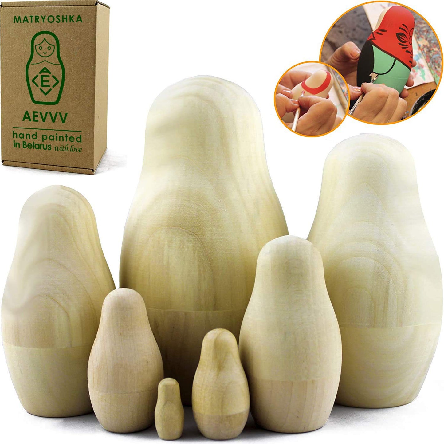 Unpainted Nesting Dolls - Diy 7 Matryoshka Nesting Dolls Blank - Diy Unfinished Blank Doll For Paint Gifts - Make Your Own Doll