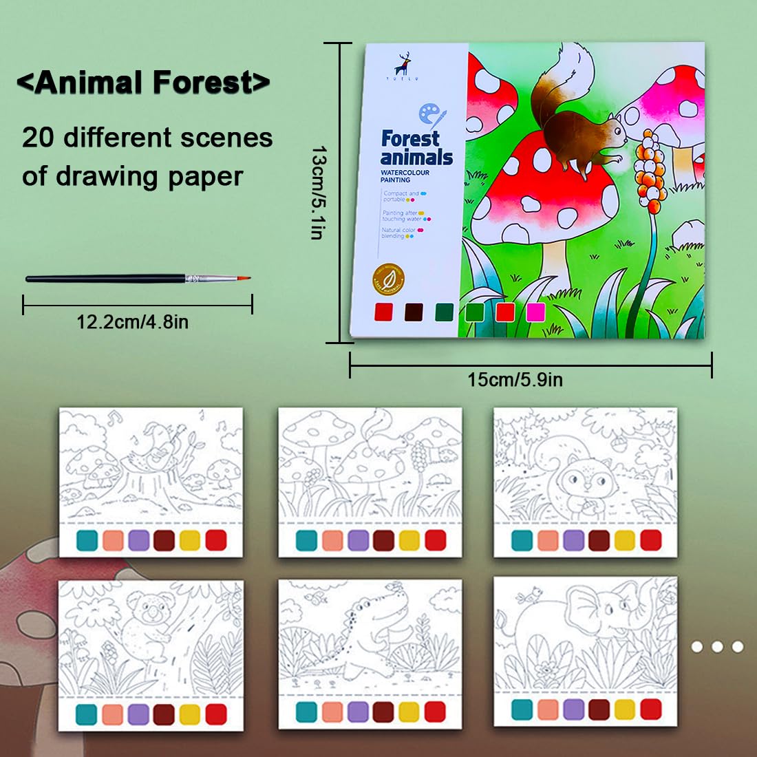 Yxotjhs Paint With Water Books, Watercolor Coloring Books For Kids Ages 4-8, Mess Free Water Painting Book For Toddlers 2-4, Art