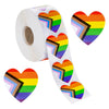 Jmkcoz 1000 Pcs Gay Pride Stickers Rainbow Progress Pride Heart Shaped Roll Tape Lgbt Sticker For Pride Parades Festival Party Decoration Mardi Gras Events