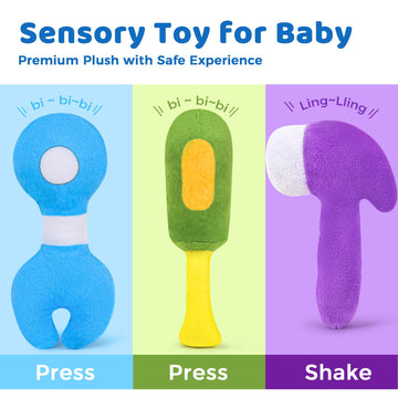 Kmuysl Baby Toys 0-6 6-12 Months, My First Tools Plush Toys -4 Pcs Sensory Playset Soft Toys With Squeaker Crinkle For 0 1 2 3 4 5 6+ Months Newborn Infant, Birthday Christmas Gifts For Boys Girls