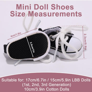 2 Pairs Mini Doll Shoes Cute Mini Finger Canvas Shoes enhanced Canvas Sneakers Funny Doll Clothes Accessories for Display (Black White)