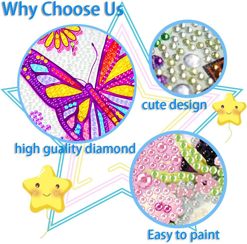 igoodom 4 PCS Diamond Art Kits for Kids, Butterfly Small Diamond Painting Kit, Small Diamond Art Kits for Kids Ages 4-8-12, DIY