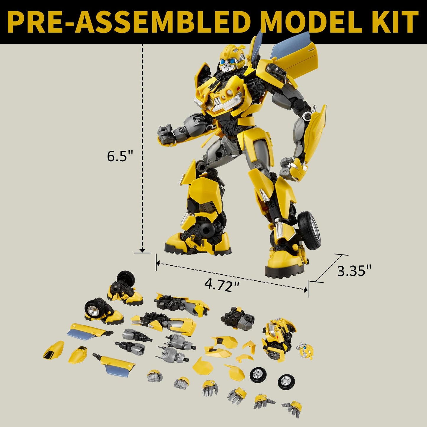 Yolopark Bumblebee Transformers Toy Rise Of The Beasts Action Figure,Highly Articulated 6.5 Inch Transformer Toys For Boys Girls 8 Years Old And Up,No Converting Bumblebee Model Kit