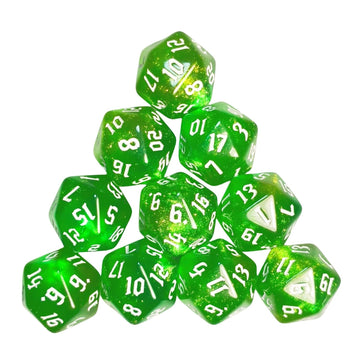 10PCs D20 Polyhedral Dice Set 22mm for DND RPG MTG Dungeons and Dragons Dice (Green)