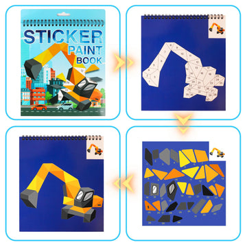 Sticker Paint Books For Kids Ages 4-8 Sticker Number Puzzle Vehicles Sticker Activity Book For Kids Ages 3 4 5 6 7 8 Birthday Party Favors Plane Car Travel Toys(Vehicles)