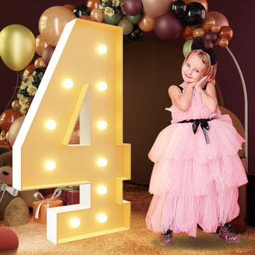 Imprsv 4Ft Marquee Numbers, Light Up Numbers For 40Th Birthday Decorations, Marquee Light Up Letters Anniversary Party Decor, Mo