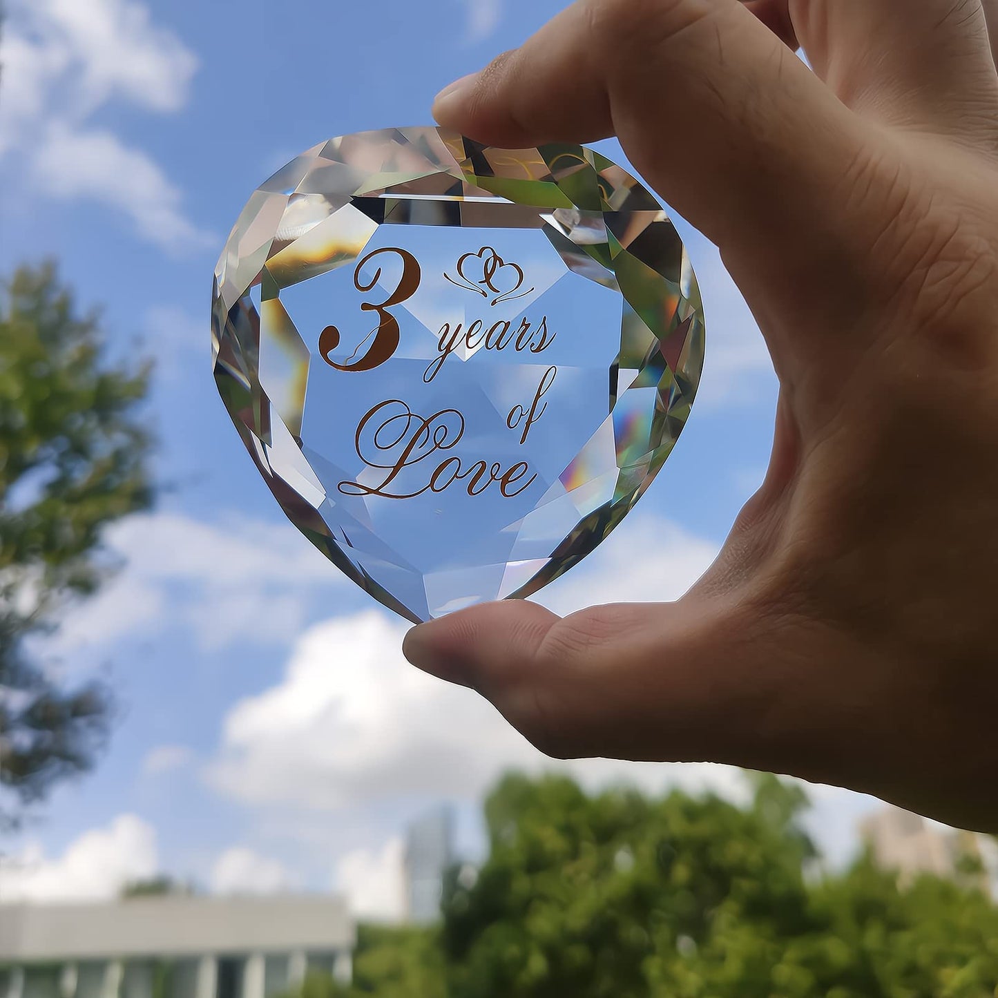 Urmforweilin 3 Year Anniversary Crystal Gifts For Him Her, Cute 3Rd Wedding For Husband Wife Boyfriend Or Girlfriend Third Anniversary Marriage Presents