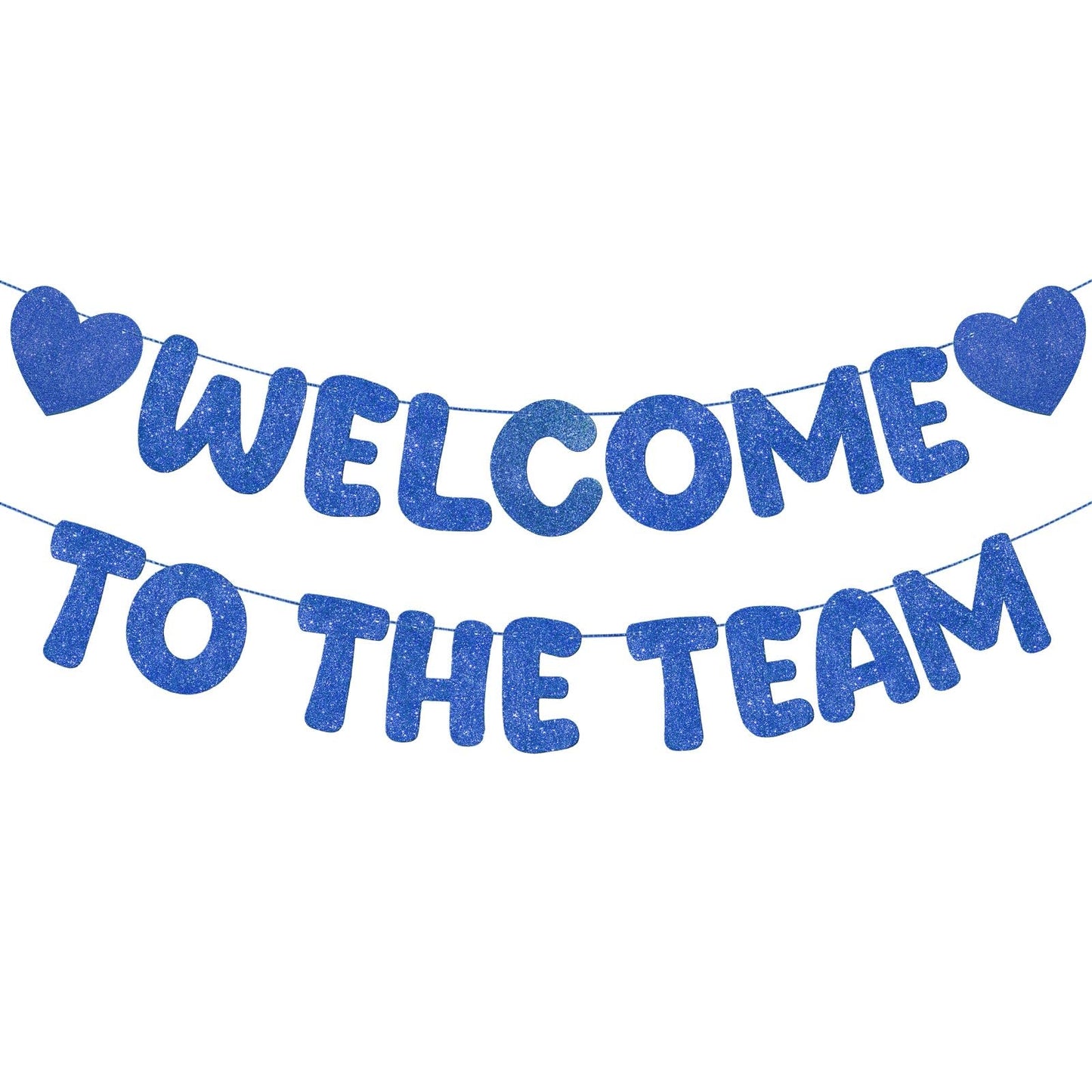Fulmoon Pre Strung Welcome to The Team Banner with Two Heart Signs, NO DIY, Glitter Welcome Party Supplies for New Employee, Cow