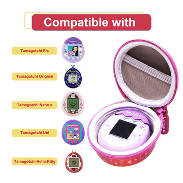 Ltgem Case Compatible With Tamagotchi Pix/Tamagotchi Original/Tamagotchi Nano X/Tamagotchi Hello Kitty/Tamagotchi Uni,Protective Carrying Electronic Pets Case With Lanyard Neck Strap(Purple)
