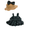 Doll Clothes for 17cm Dolls enhanced Handmade Fashion Clothes 3 Piece Set Including a Weaving Hat Clothes and Bow with High-End Dolls Accessories for Play & Display - Pure Black (No Doll No Logo)