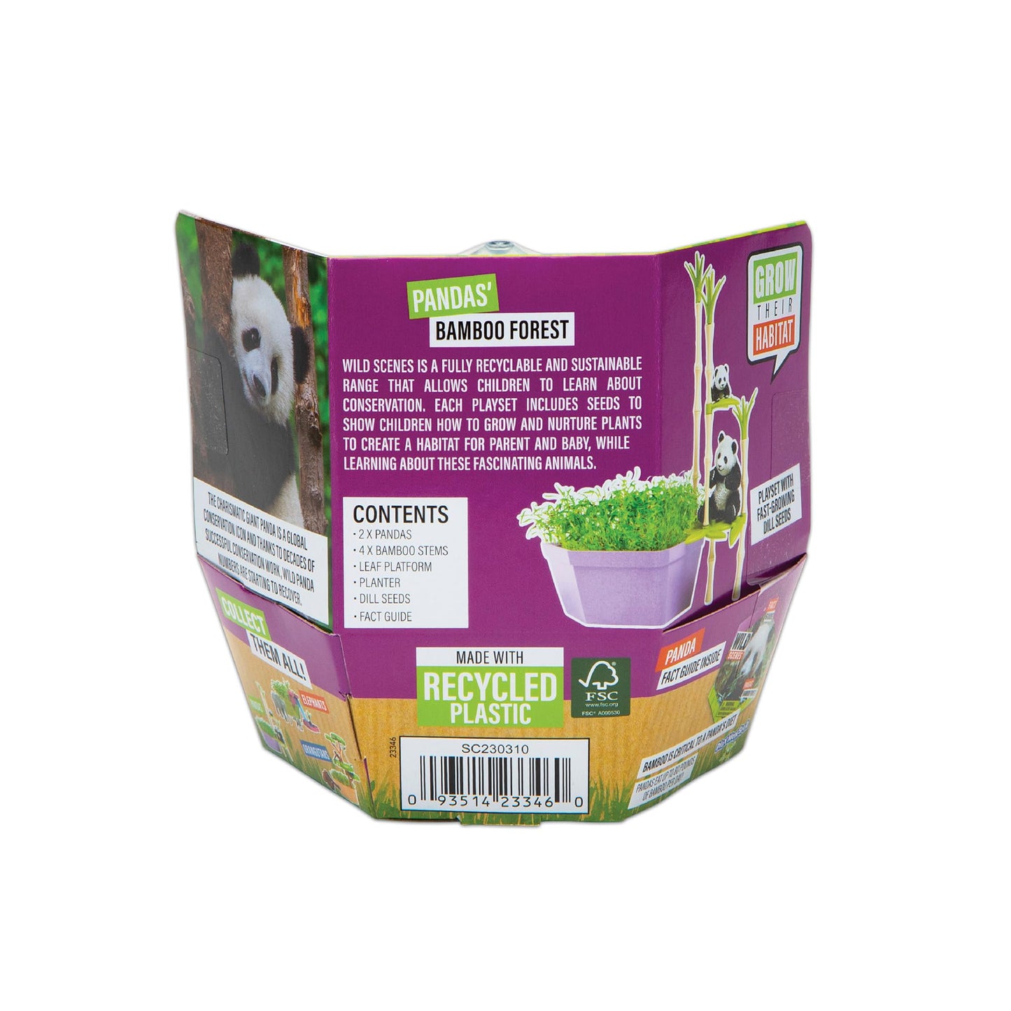 Wild Scenes Pandas' Bamboo Forest - Grow & Play Kit Environmentally Friendly Wildlife Conservation Toy - Animal Playset for Kids Ages 4 and Up