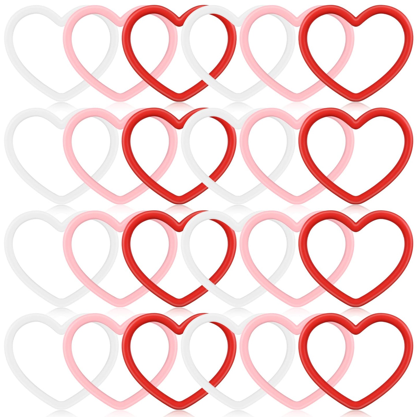 Vinsot 24 Pcs Heart Shaped Bracelets Valentine's Day Silicone Heart Bracelets 3 Colors Love Rubber Wristbands Valentine's Day Ac