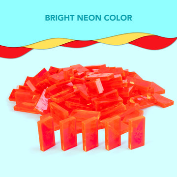 Bulk Dominoes Plastic Bulk 100pcs - Building and Stacking and Chain Reaction Toppling STEAM Toy Blocks for Kids (Clear Red)