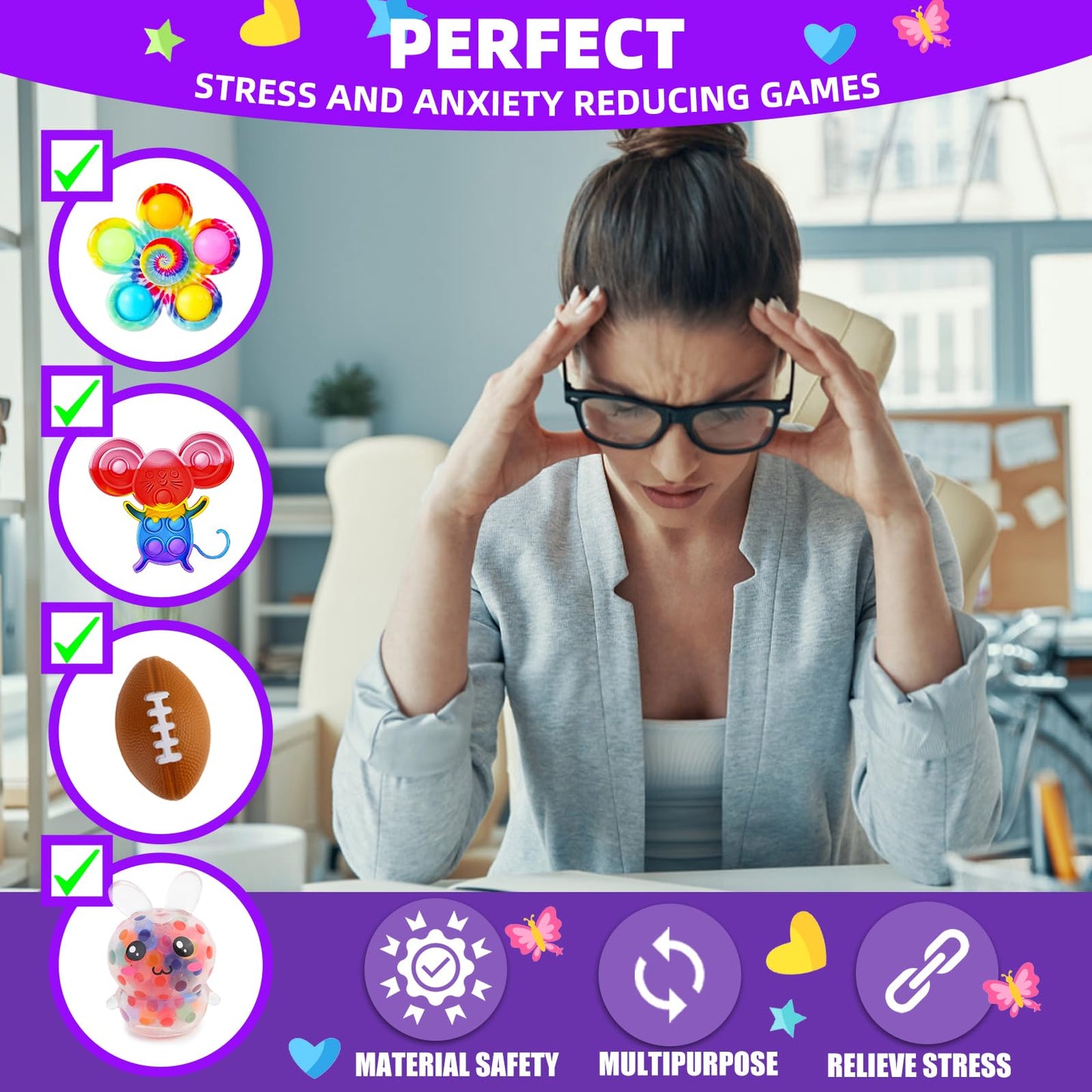 1000Pcs Bulk Party Favors For Kids, Fidget Toys Pack,Stocking Stuffers, Treasure Box Chest, Birthday Party, Classroom Carnival P