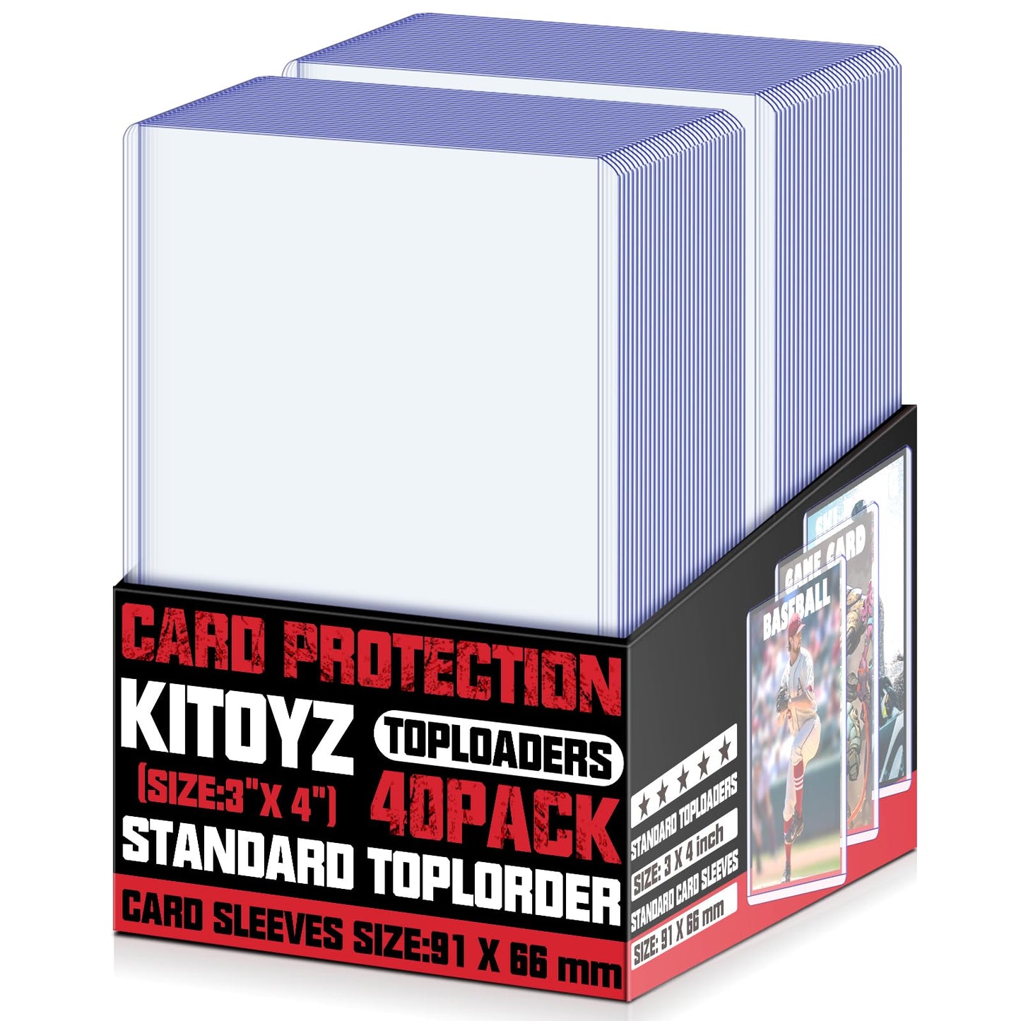 40 Count Top Loaders Card Sleeves For Trading Cards, Toploaders Baseball Card Protector Sports Card Holder Fit For Football Cards, Game Cards