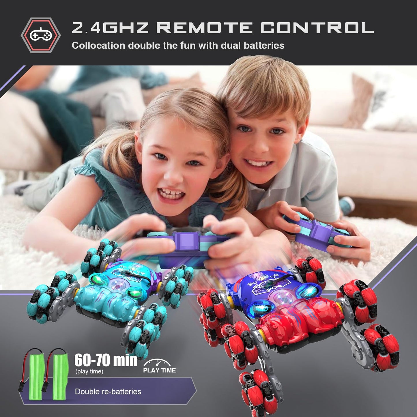 ATHLERIA 8WD Gesture Sensing Rc Stunt Car Toys for Boy Age 8-13,Octopus Remote Control Car with Spray Lights,Racing Drift Car,Ch