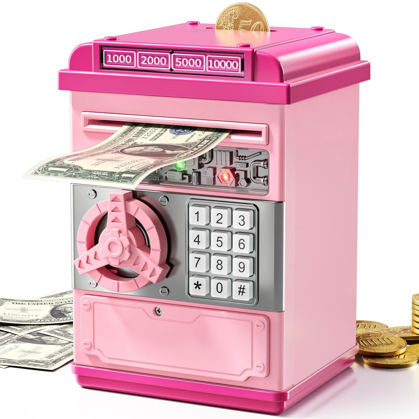 Toy Saving Bank For Girls And Boys Large Electronic Money Coin Banks With Password Protection, Automatic Paper Money Scroll Savi