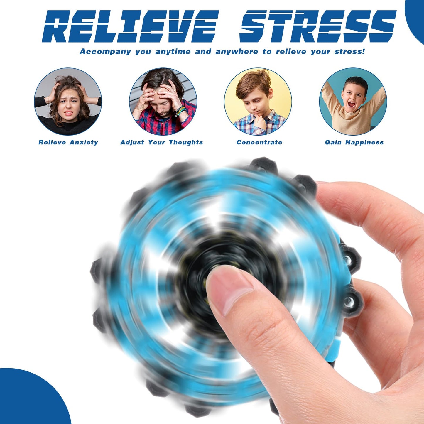 Foilswirl 6 Pcs Transformable Fidget Spinners Bulk Robot Sensory Fidget Toys Stress Relief Spinner Diy Deformation Mechanical To