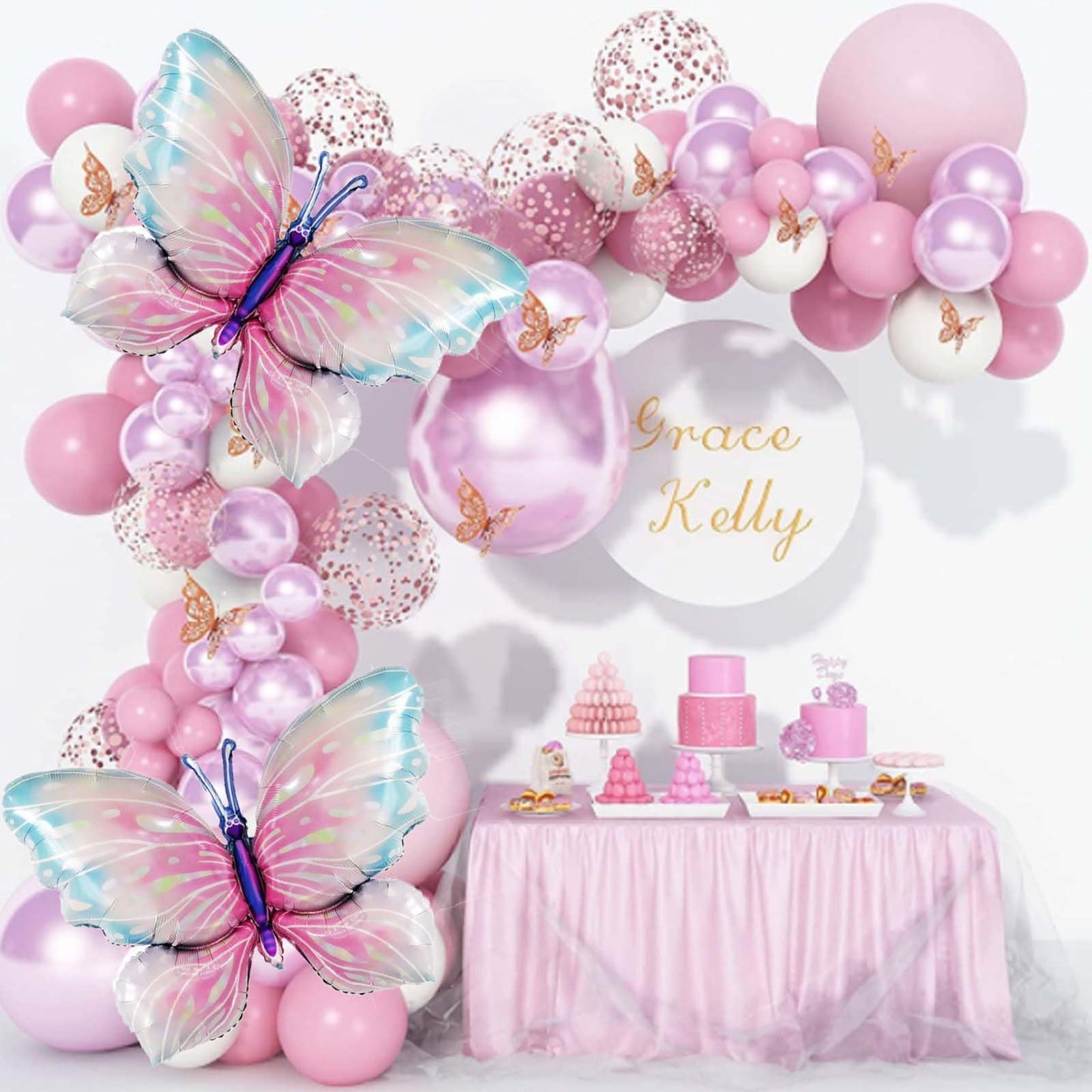 2 Pcs Pink Blue Butterfly Balloons Giant Butterfly Foil Mylar Balloon Butterfly Themed Party Girl Party Wedding Birthday Party D