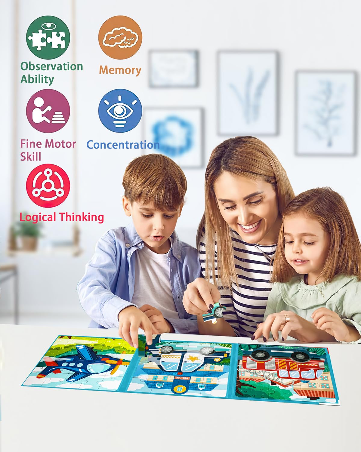 Magnetic Puzzles For Kids 2-4, Travel Puzzles Games For Kids Ages 3-5, Jigsaw Puzzle Book Activities Toy For Kids Boys Girls Age