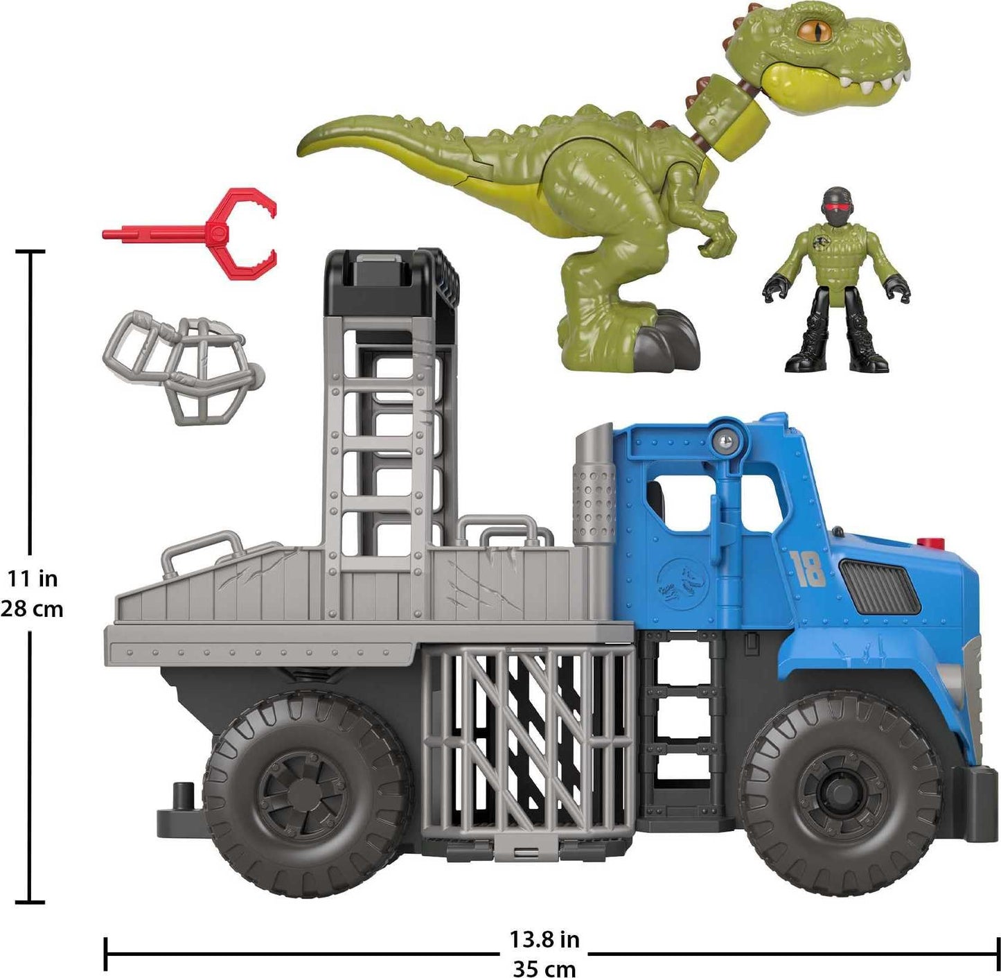Fisher-Price Imaginext Jurassic World Dino Hauler Vehicle with T. rex, 5-Piece Playset, Multicolor, Ages 3+ Years, Model GVV50